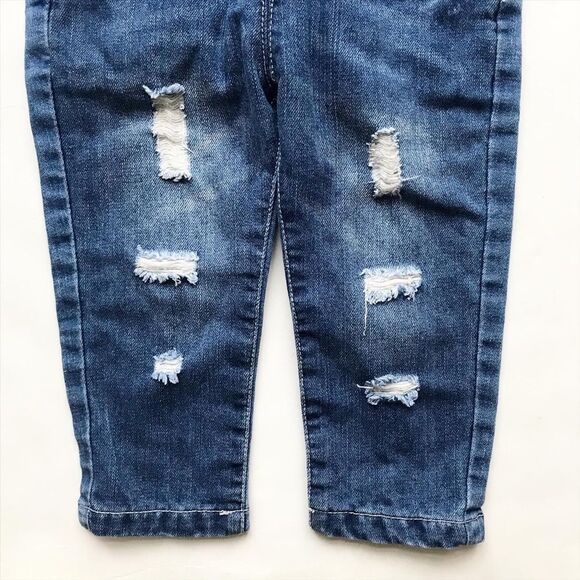 Blue distressed denim overalls EUC 2T - Picture 3 of 5